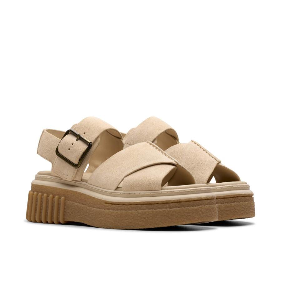 (取寄) クラークス レディース バックル Clarks women Morzine Buckle Dark Sand Suede Clarks（クラークス） レディース サンダル 厚底 本革 アンクル