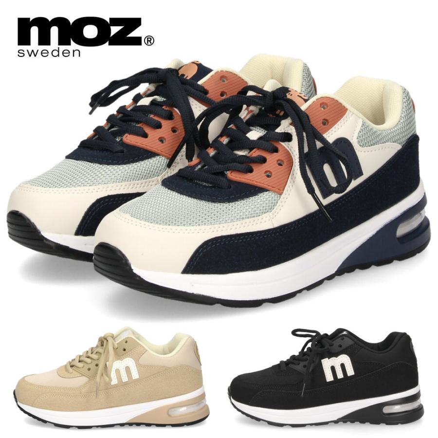 moz（モズ） スニーカー レディース 厚底 エアソール おしゃれ 黒 moz