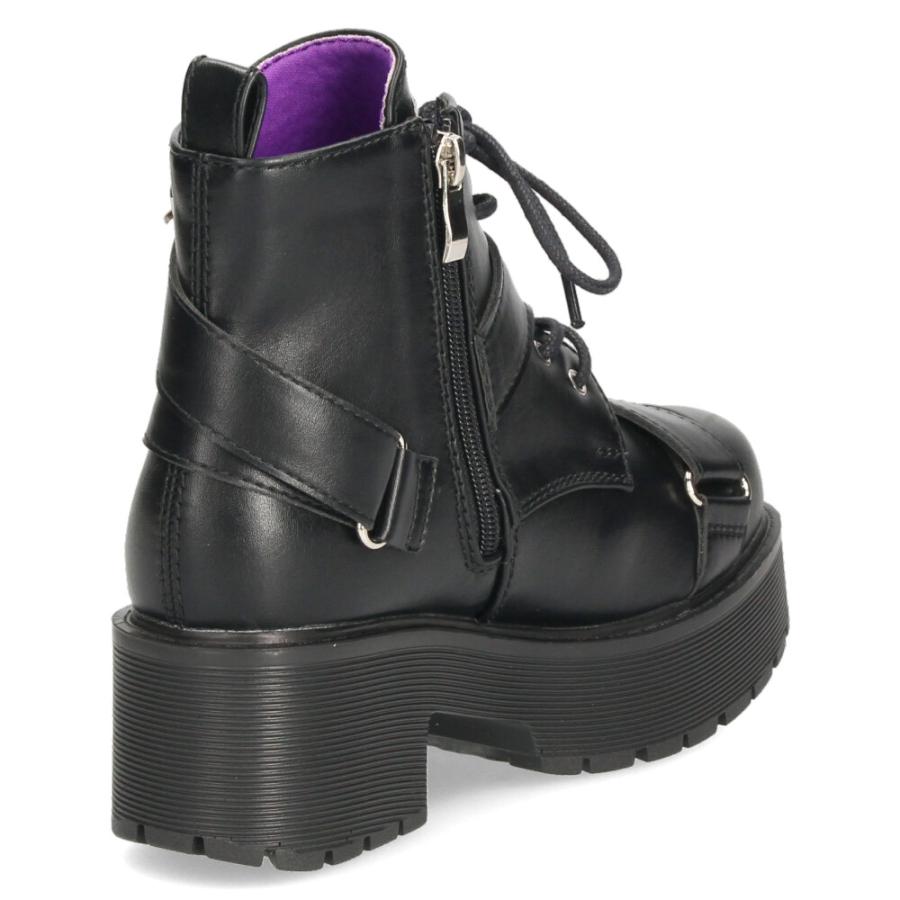 ヨースケ 厚底レースアップブーツ レディース 防滑 黒 ブラック 厚底ブーツ スタイルアップ ベルト付き おしゃれ YOSUKE 6310008 YOSUKE（ヨースケ） 厚底レースアップブーツ レディース 防滑 黒