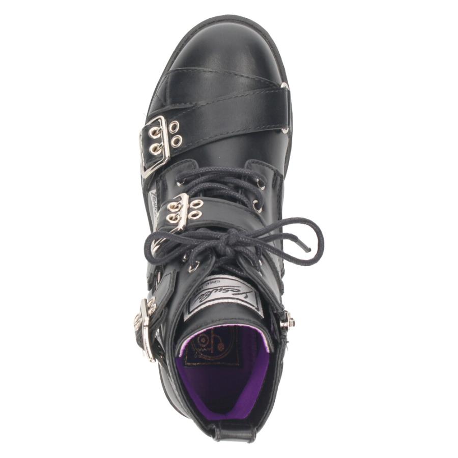 YOSUKE（ヨースケ） 厚底レースアップブーツ レディース 防滑 黒