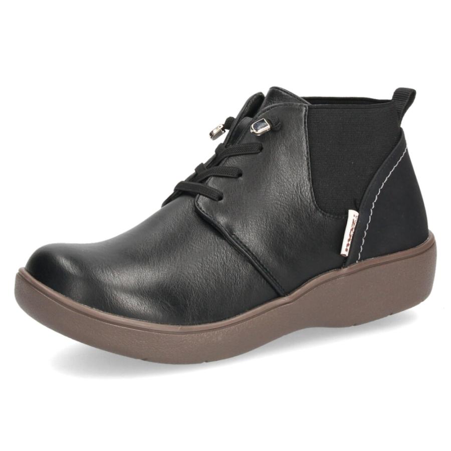 moz（モズ） レディース ブーツ 黒 歩きやすい レースアップブーツ