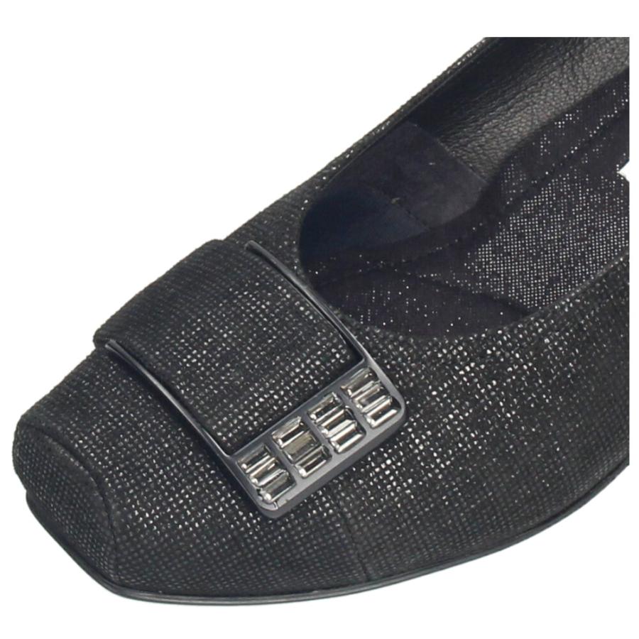 パンプス ローヒール 黒 おしゃれ 本革 ゆったり 幅広 レディース 靴