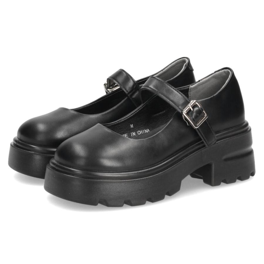 厚底 パンプス レディース 靴 メリージェーン 黒 ブラック ストラップ