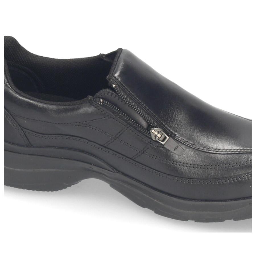 革靴 メンズ 本革 4E 幅広 スリッポン 紐 ウォーキングシューズ 黒