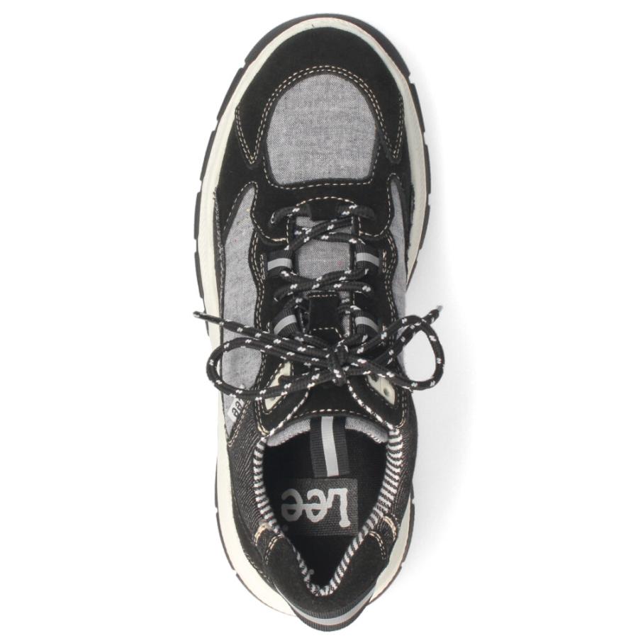 Lee（リー） スニーカー メンズ 靴 黒 ブラック 厚底 本革 レザー