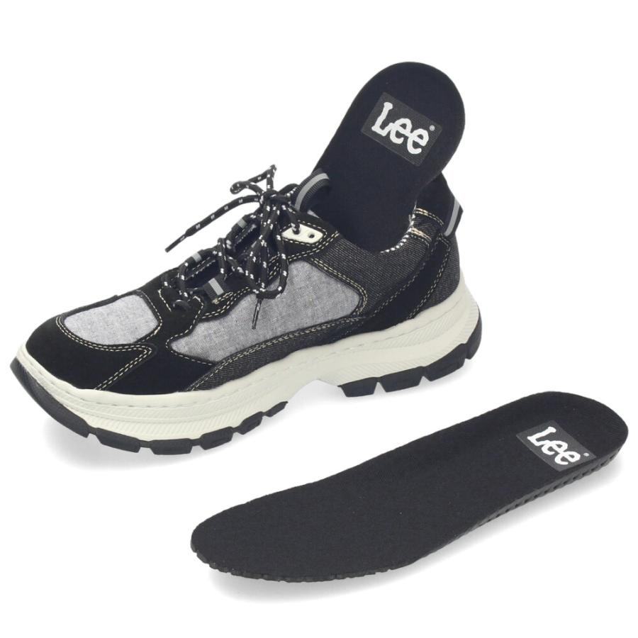 Lee（リー） スニーカー メンズ 靴 黒 ブラック 厚底 本革 レザー