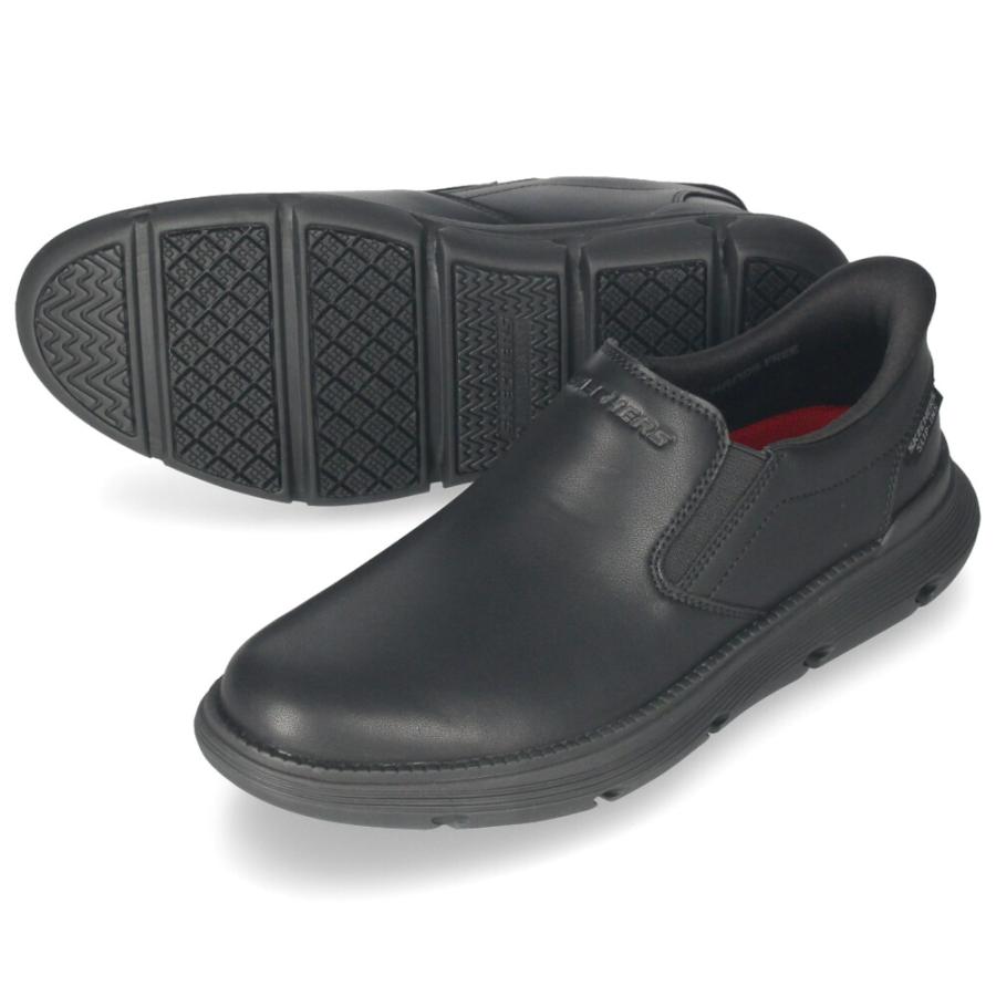 スケッチャーズ スリップインズ メンズ ガルザ スニーカー ビジネスシューズ スリッポン ワーク 防滑 SKECHERS 200315 ブラック 黒 走れる 本革 Parade限定商品の画像