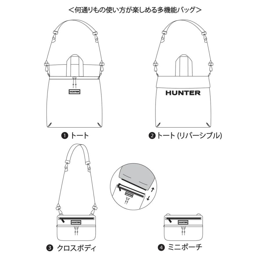 ハンター トートバッグ HUNTER トラベル マルチファンクション パッカブル トート 軽量 撥水 A4 PC収納 ショルダーバッグ 3WAY UBT7126NRSの画像
