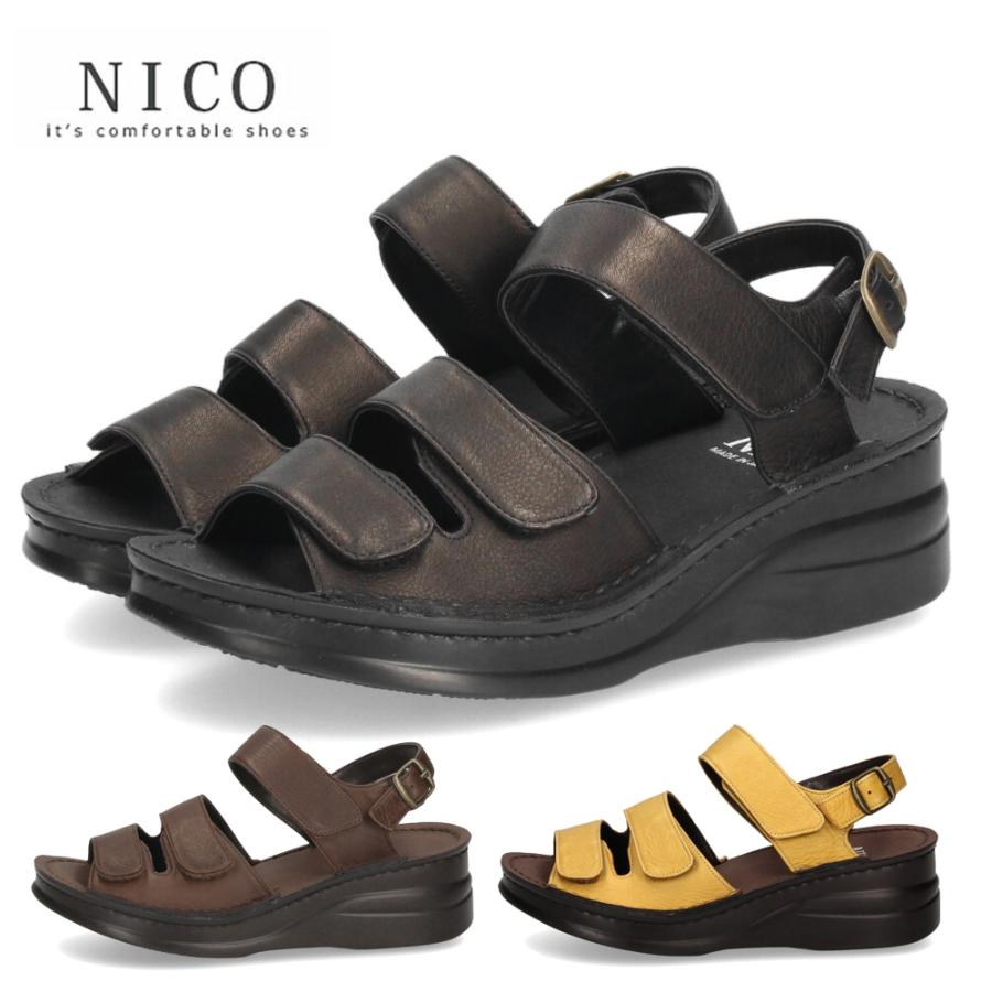 ニコ（NICO） サンダル レディース ウェッジソール 本革 ストラップ