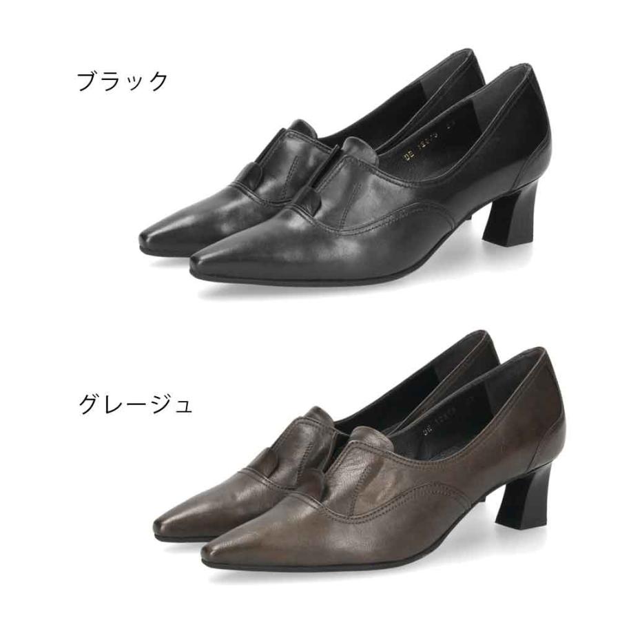 ラボキゴシ ワークス レディース パンプス 本革 黒 日本製 ポインテッドトゥ チャンキーヒール 5cm RABOKIGOSHI works 12879 痛くない 歩きやすい 通勤 疲れない | rabokigoshi works | 03