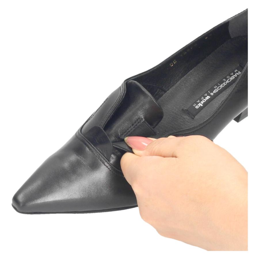 ラボキゴシ ワークス レディース パンプス 本革 黒 日本製 ポインテッドトゥ チャンキーヒール 5cm RABOKIGOSHI works 12879 痛くない 歩きやすい 通勤 疲れない | rabokigoshi works | 09