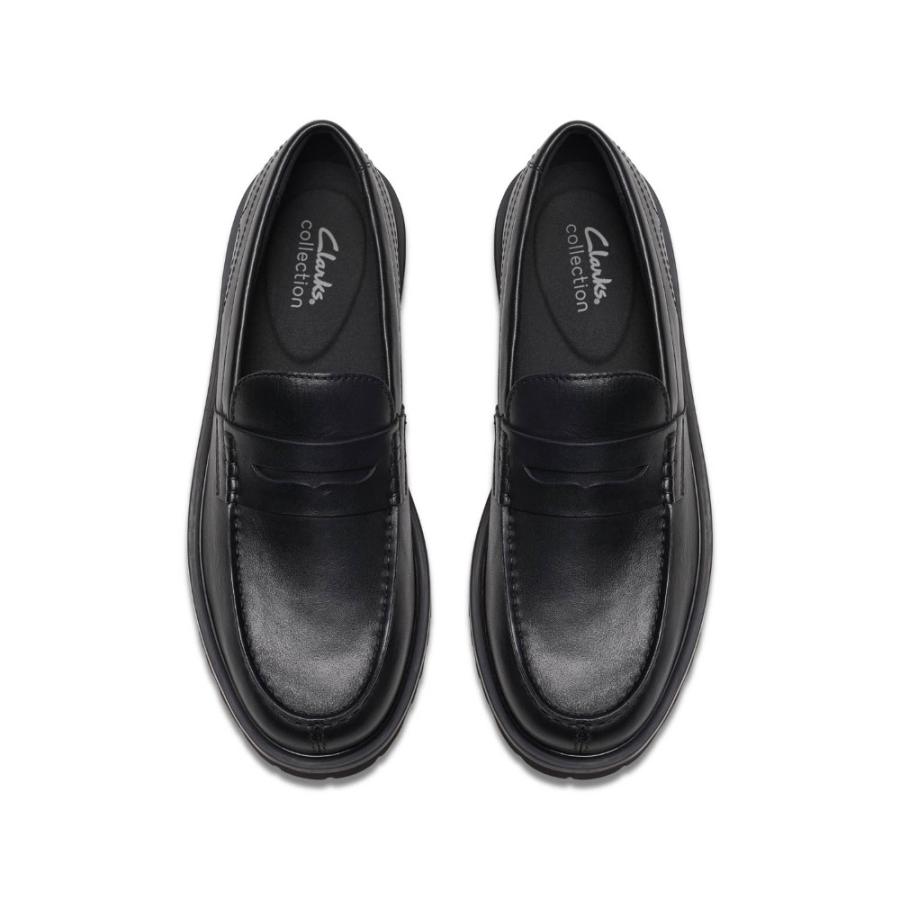 Berwickペニーローファー ブラック レザーシューズ Clarks（クラークス） メンズ ローファー 本革 ブラック レザー 軽量