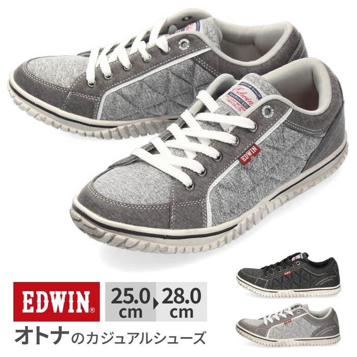 Time Sale スニーカー メンズ エドウィン Edwin Edw 7533 カジュアル 軽量 ローカット サイドキルティング ブラック グレー 通勤 通学 靴 シューズ セール Parade ワシントン靴店 通販 Paypayモール