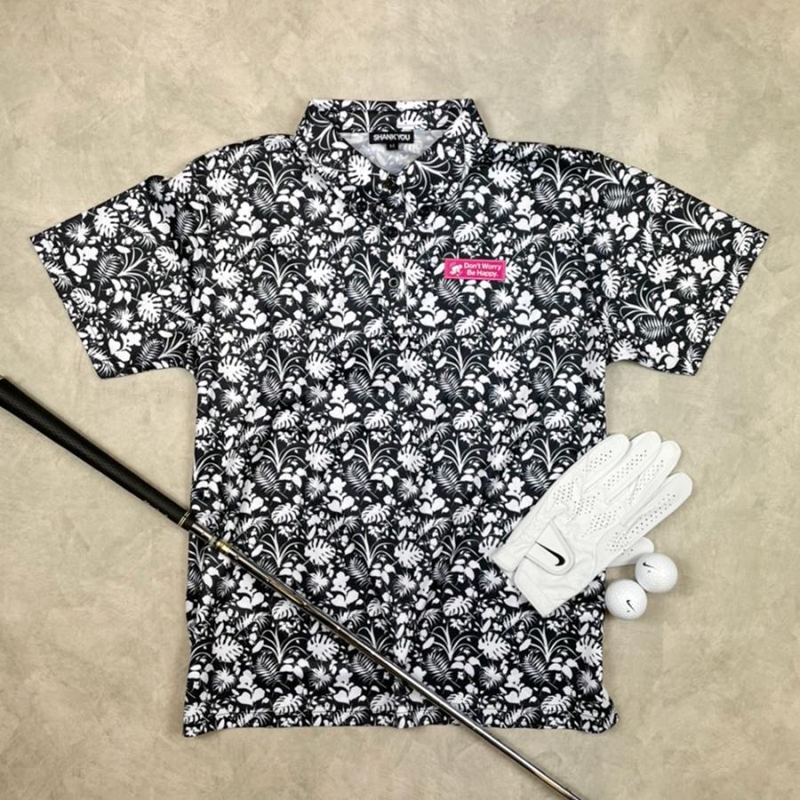 SHANK YOU! ゴルフ ポロシャツ”Don't Worry Be Happy” ブラック