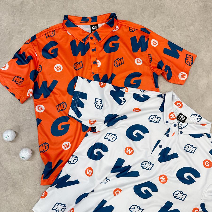 SALE 55%OFF】WG ゴルフ ポロシャツ ”WG pattern” ホワイト 速乾