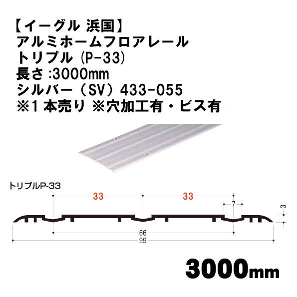 イーグル 浜国】アルミホームフロアレール トリプル(P-33)長さ:3000mm 