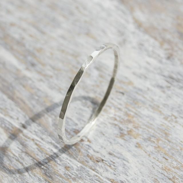 シルバーフラットリング 1.0mm幅 鎚目 3号〜27号｜WKS FLAT RING 1.0 sv hammer finish｜SILVER950 銀 指輪 FA-167 | 