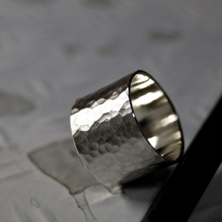 シルバーフラットリング 15.0mm幅 つや消し槌目 3号〜27号｜WKS FLAT RING 15.0 sv matte hammer ｜FA-413 |  | 02