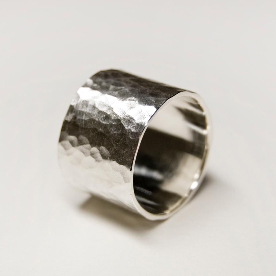 シルバーフラットリング 15.0mm幅 つや消し槌目 3号〜27号｜WKS FLAT RING 15.0 sv matte hammer ｜FA-413 |  | 03
