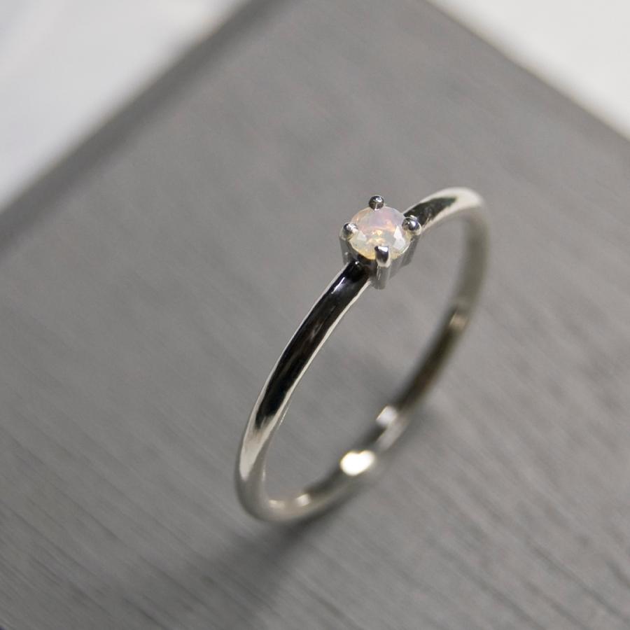 オパール ラウンド3mm シルバープレーンリング 1.5mm幅 鏡面 3号〜21号