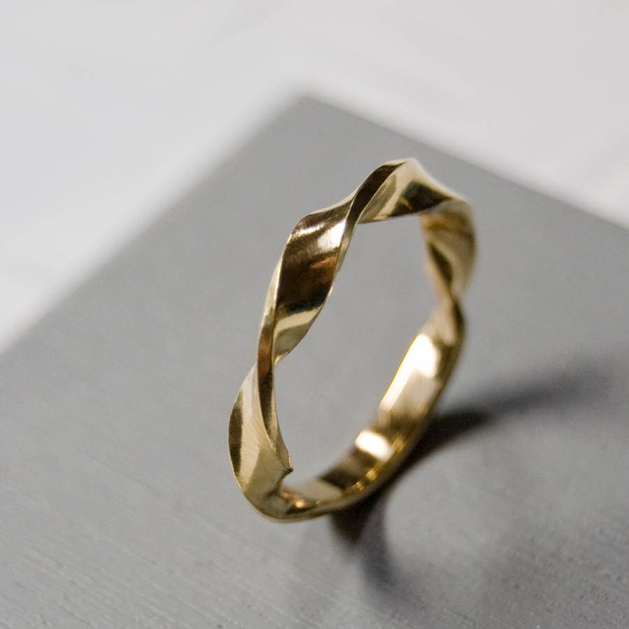 K18GPゴールドツイストリング 3.0mm幅 鏡面 3号〜27号｜WKS K18GP TWIST RING 3.0 bs mirror｜FA-482 | 