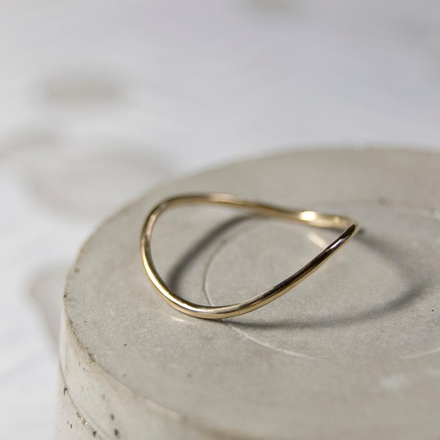 K18YGイエローゴールドウェーブプレーンリング 1.0mm幅 鏡面 3号〜27号  