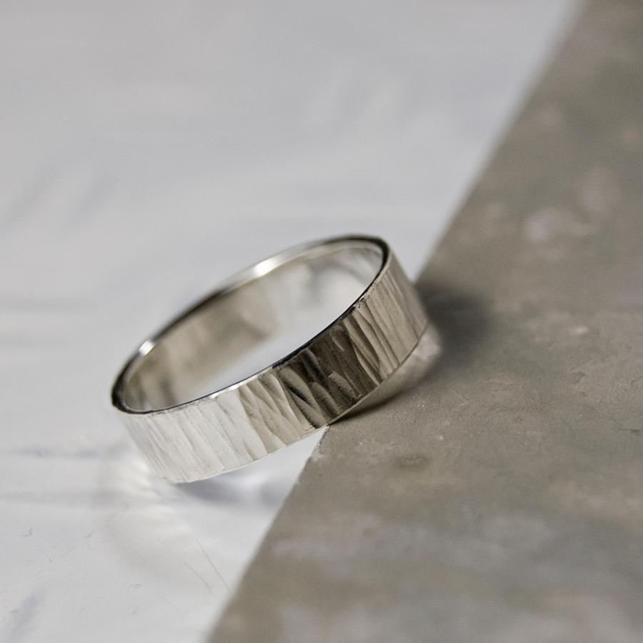 シルバーフラットリング 5.0mm幅 縦槌目 3号〜27号｜WKS FLAT RING 5.0 