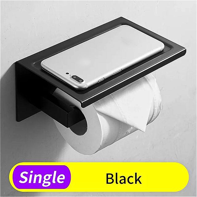 今月限定 特別大特価 トイレットペーパー ホルダー 棚 クリエイティブ 浴室 ペーパー タオル ホルダー ステンレス 鋼黒 ダブル ロール紙 ホルダー ウォール 人気が高い Www Aqtsolutions Com