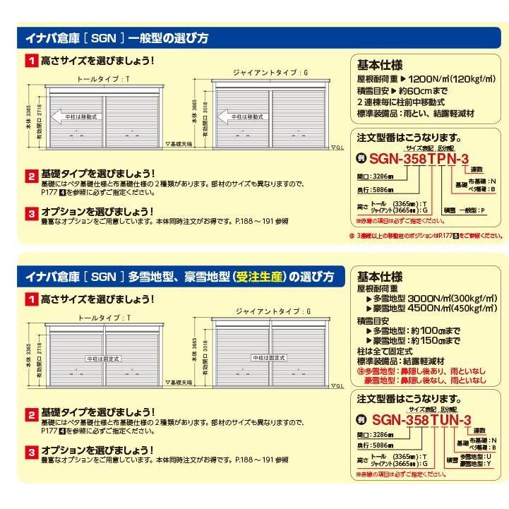 イナバ物置 イナバ倉庫・ガレージ SGN-376GP-3 3棟タイプ 一般型 奥行
