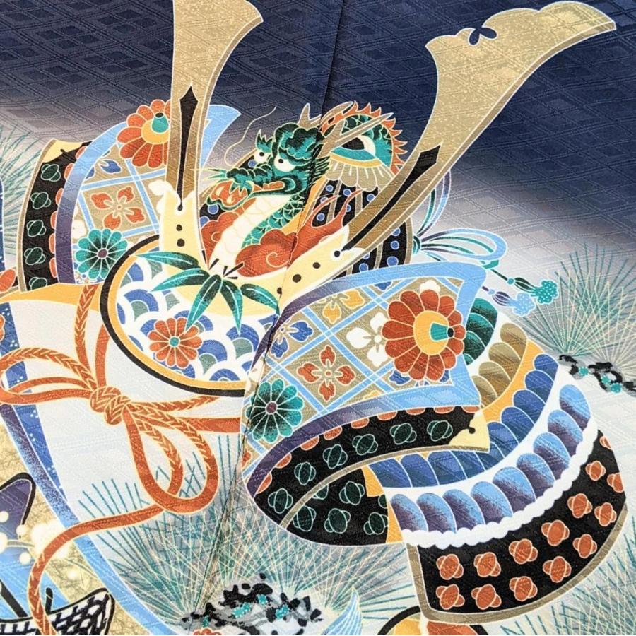 七五三 5歳 男の子 男児 着物 羽織 袴 セット 紺 兜 龍 A8-9 羽織 着物 袴