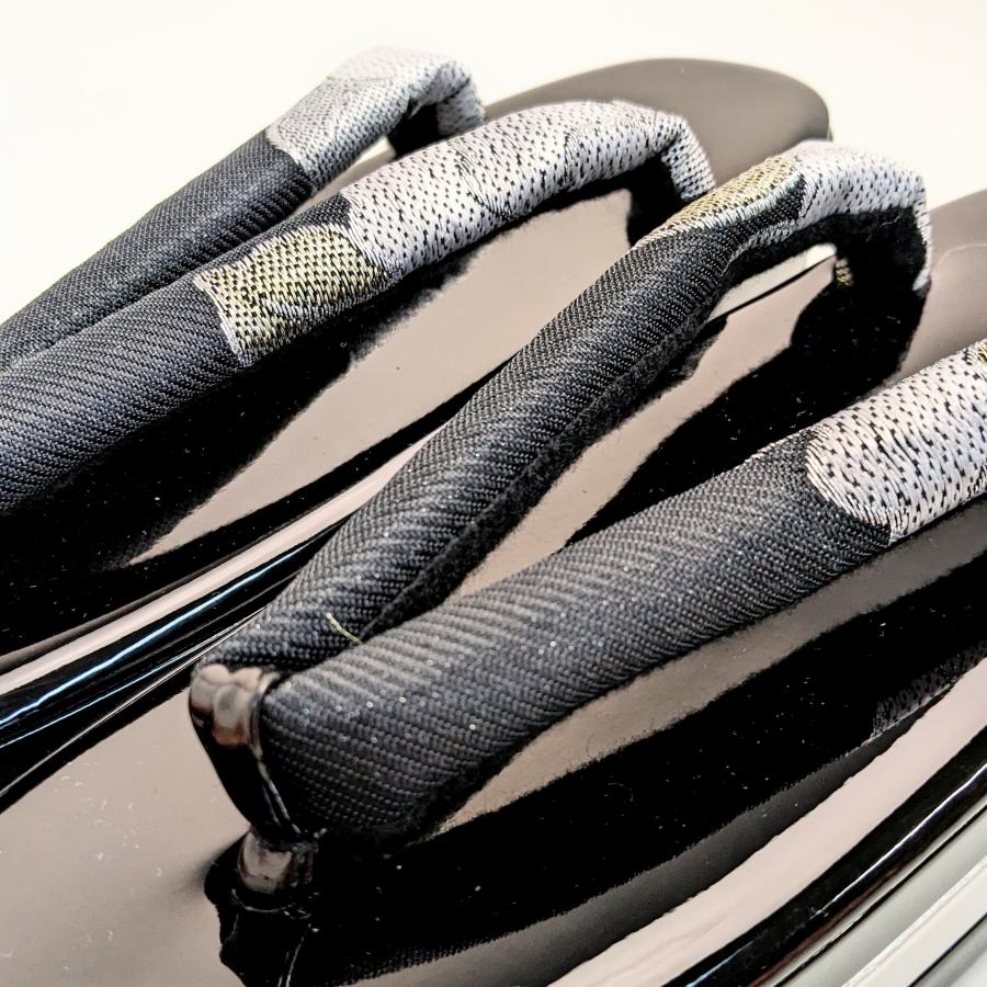 和装 草履バッグセット 帯地 椿 黒×銀 3枚芯 フリーサイズ k16-5