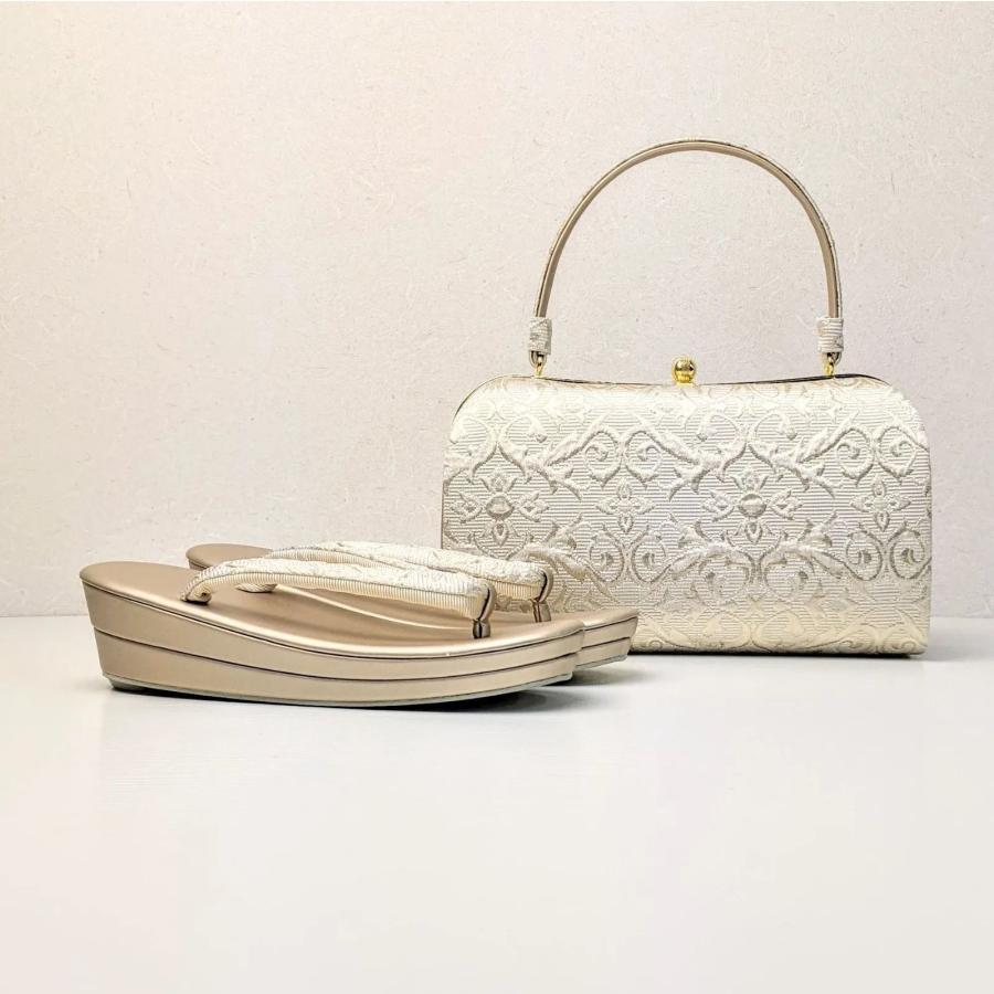 和装 草履 バッグ セット 帯地 ゴールド M/L/LLサイズ kz4 : 和装 綾