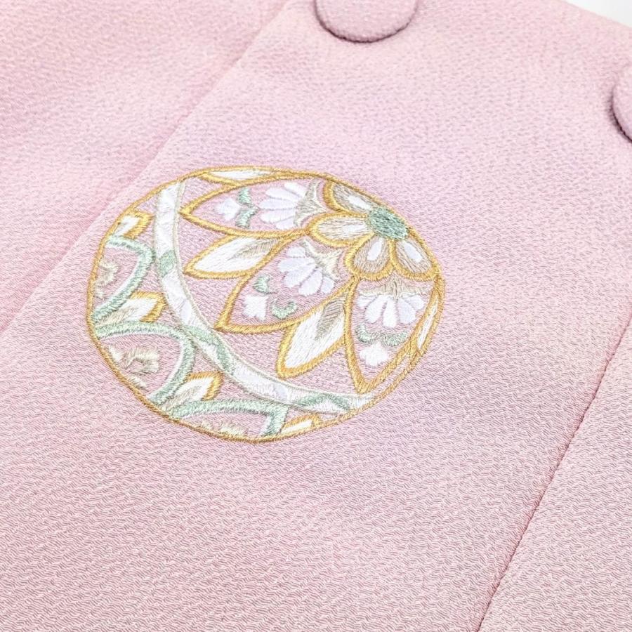 七五三 3歳 女の子 被布コート 単品 くすみ ピンク 毬 刺繍 SH10-3 七五三