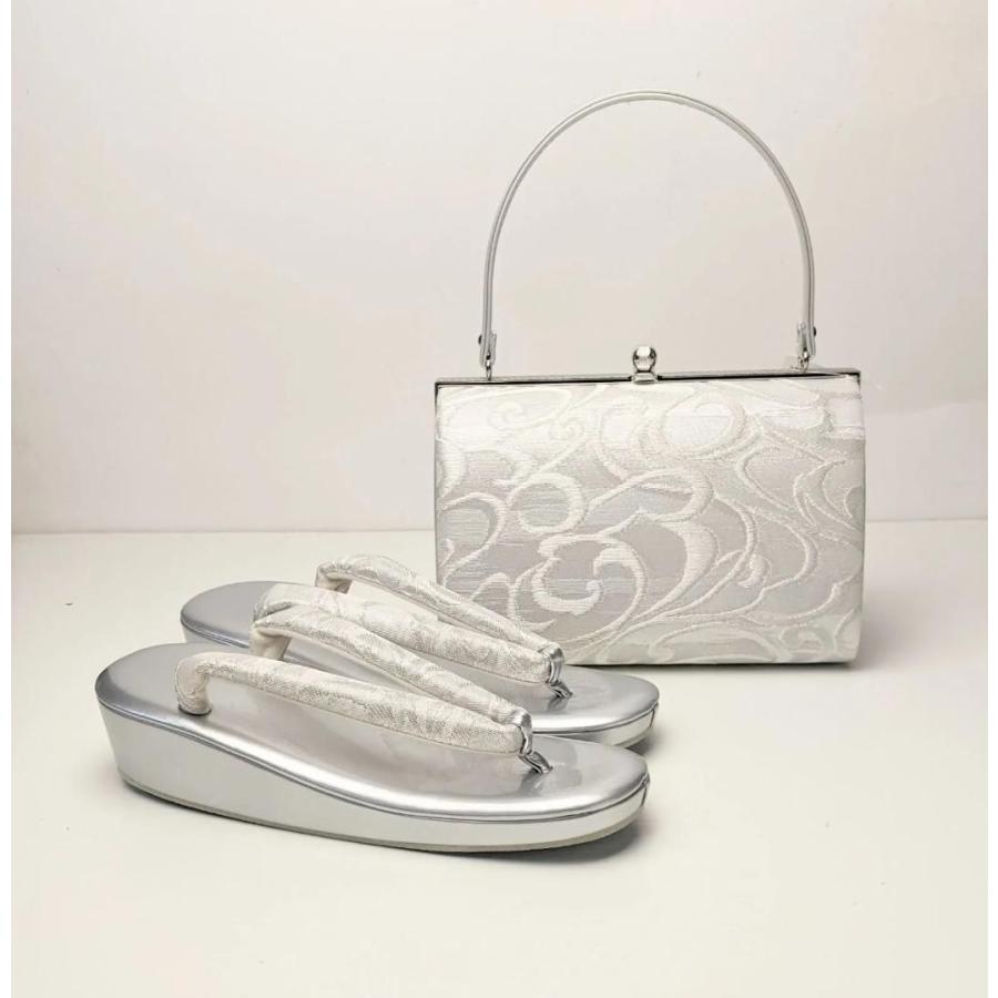 和装 草履バッグセット フォーマル 帯地 シルバー フリーサイズ u25 和装 草履バッグセット フォーマル 帯地 シルバー フリーサイズ u25