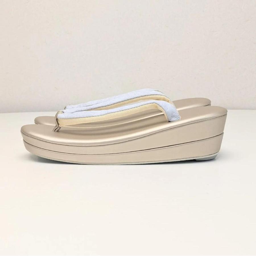 草履バッグセット フォーマル 振袖 帯地 ゴールド 青