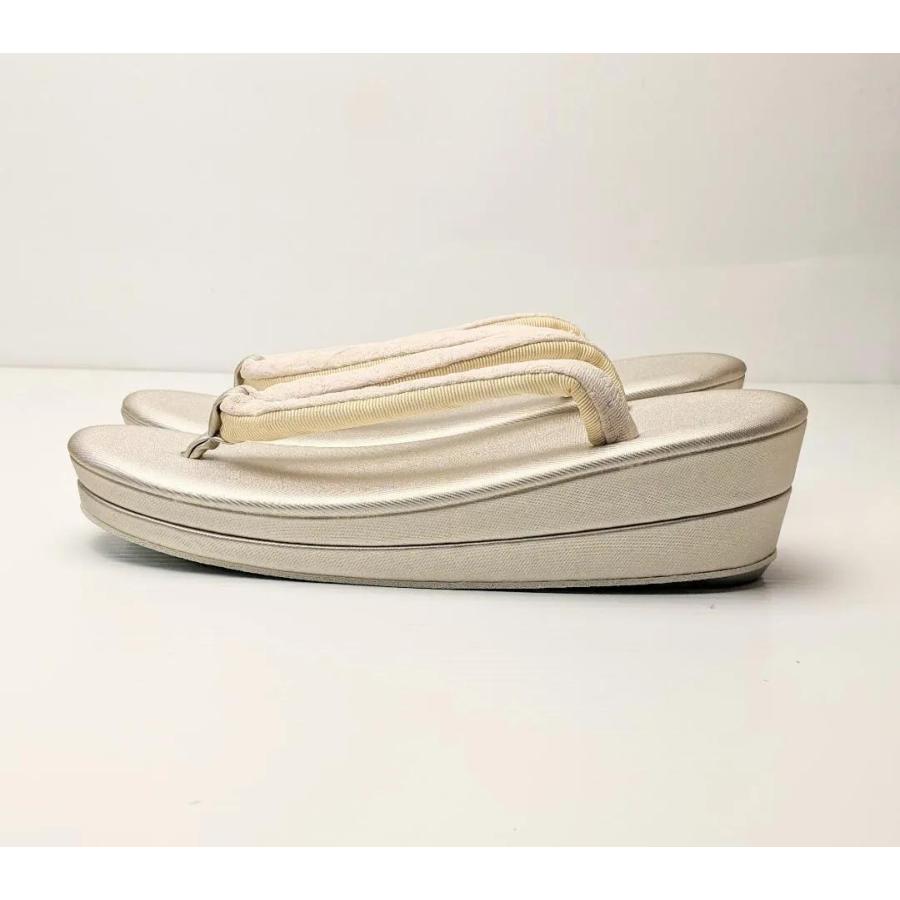 ふくれ織 草履 バッグ セット ベージュ ゴールド フリーサイズ u33-3