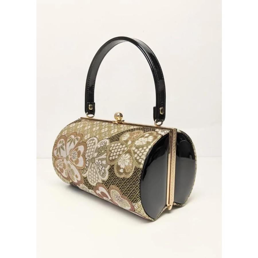 草履バッグセット 振袖 フォーマル 帯地 黒 金 桜 フリーサイズ w49-11 草履バッグセット 振袖 フォーマル 帯地 黒 金 桜 フリーサイズ