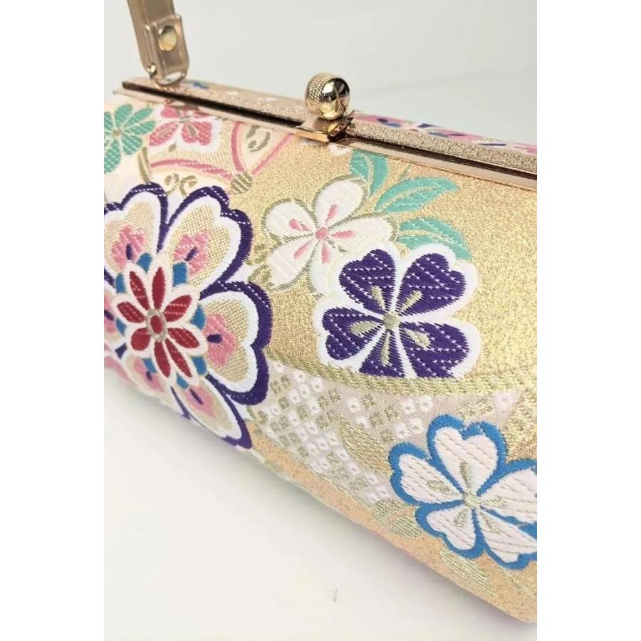 草履バッグセット 振袖用 帯地 ゴールド 桜 フリーサイズ w49-8 草履バッグセット 振袖用 帯地 ゴールド 桜 フリーサイズ w49-8