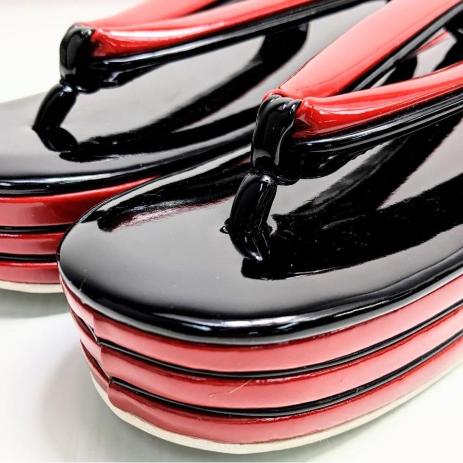 和装 草履 バッグ セット エナメル 黒 赤 ブラック フリーサイズ w55-5 和装 草履 バッグ セット エナメル 黒 赤 ブラック フリーサイズ