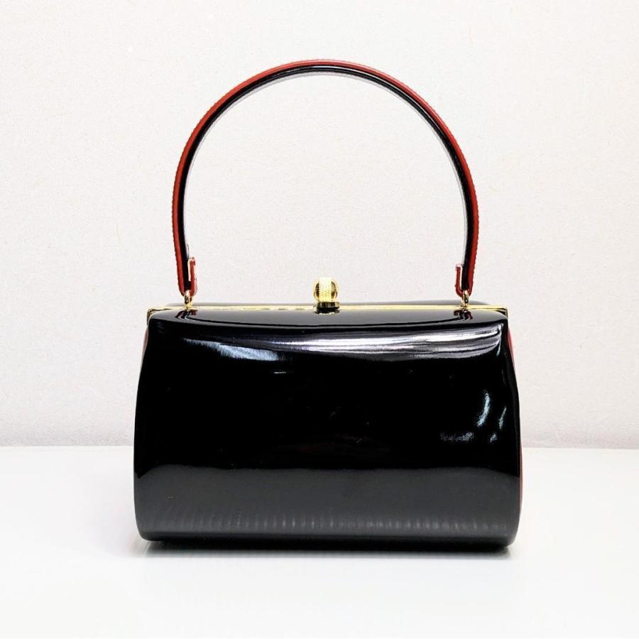 綾草履　バックセット 和装 草履 バッグ セット エナメル 黒 赤 ブラック フリーサイズ