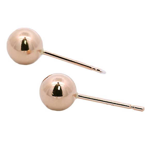 丸玉ピアス 5mm 18金 シンプル ボールピアス 両耳 1ペア プレゼント