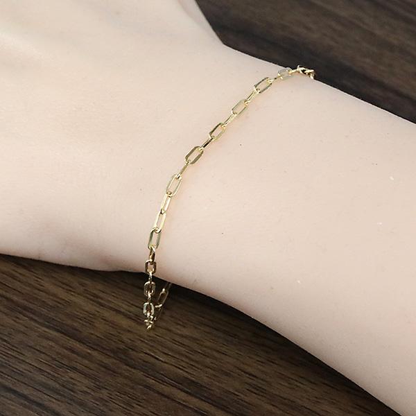 18k チェーンブレス 角アズキ ブレスレット 18cm レディース メンズ