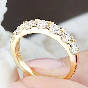 指輪 リング エタニティ 1.00カラット ダイヤモンドリング 18k ハーフ