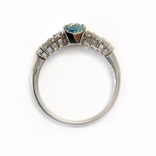 PT アクアマリンリング 0.7ct オーバル 3月 誕生石 アクアマリンのサイドには天然ダイヤモンドでおしゃれなデザイン レディース 神秘 海の 爆買の画像