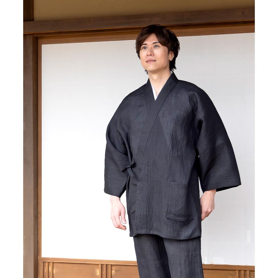 1095 作務衣 近江ちぢみ本麻作務衣【日本製】高級 男性 メンズ 夏用