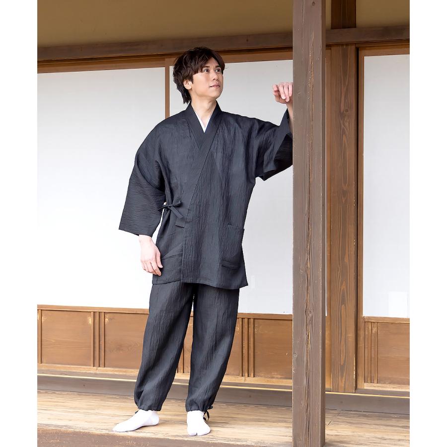 1095 作務衣 近江ちぢみ本麻作務衣【日本製】高級 男性 メンズ 夏用