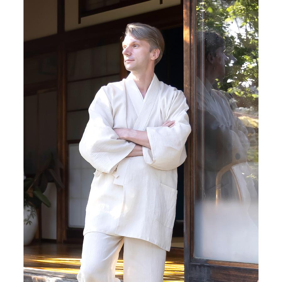1095 作務衣 近江ちぢみ本麻作務衣【日本製】高級 男性 メンズ 夏用