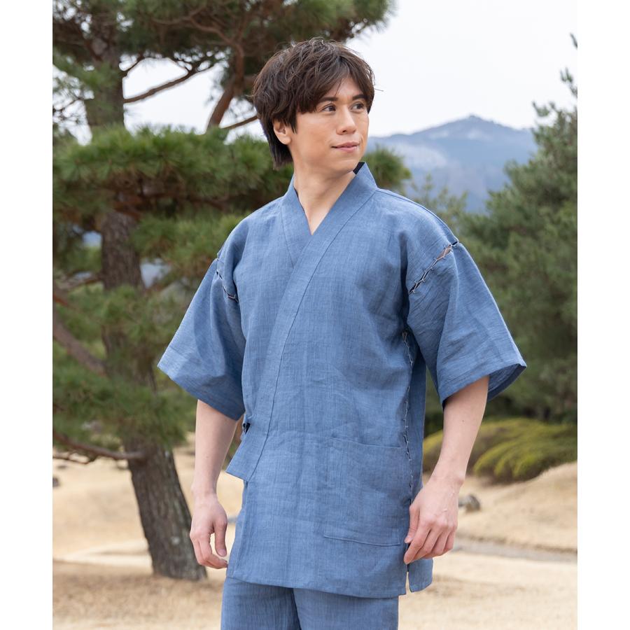 1603 甚平 近江ちぢみ本麻甚平【日本製】高級 男性 メンズ  夏用の画像