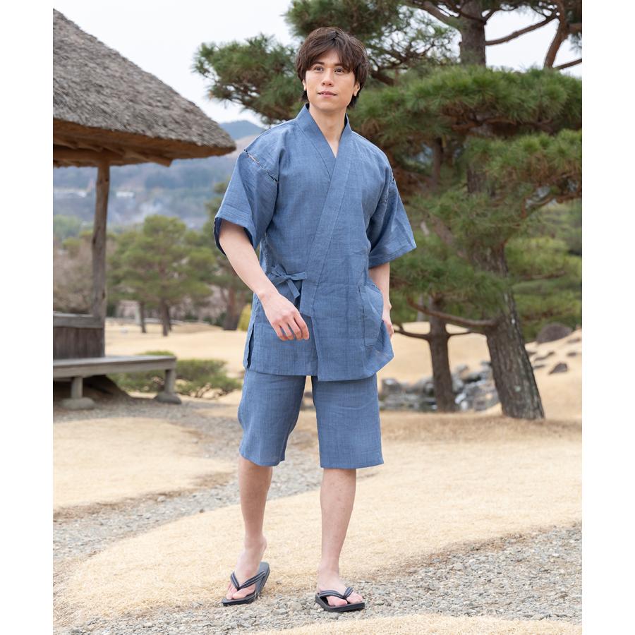 1603 甚平 近江ちぢみ本麻甚平【日本製】高級 男性 メンズ  夏用の画像