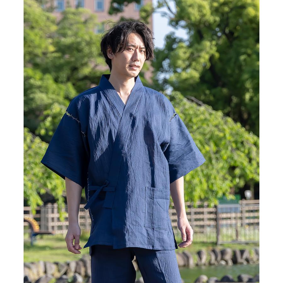 1603 甚平 近江ちぢみ本麻甚平【日本製】高級 男性 メンズ  夏用の画像